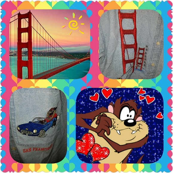 Warner Brother's Taz @ GG Bridge, SF Chambray - Picture 2 of 3